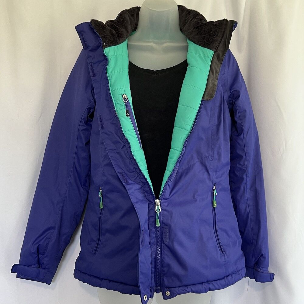 Gerry Womens Winter Jacket Coat S Purple Teal Insulated Zip Pockets No Hood
